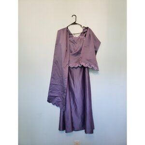 Mori Lee Womens 9 10 Formal 3 Pc Set Crop Top Maxi Skirt Scarf Purple Bridesmaid